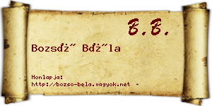 Bozsó Béla névjegykártya
