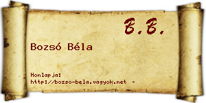 Bozsó Béla névjegykártya